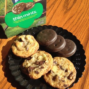 Chocolate chip cookies with Thin Mints inside